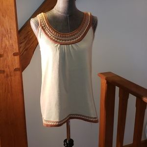 RXB M Cream and Brown Scoop Neck Sweater